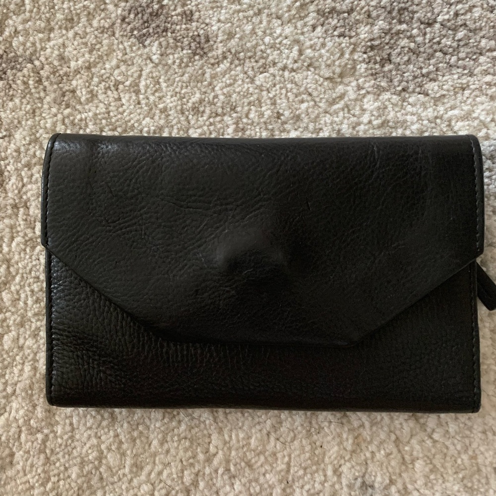Black Pebbled Leather Elk Wallet